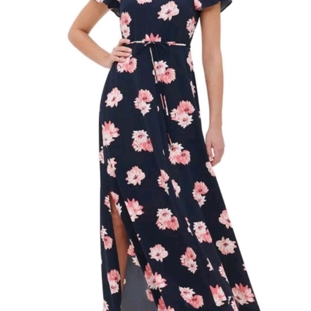 Tommy Hilfiger Navy and Pink Floral Maxi Dress
